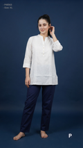 White Cotton Plain Short Kurti | P48563