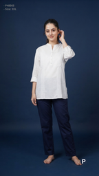 White Cotton Plain Short Kurti | P48565