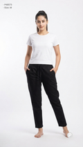 Black Cotton Straight Trouser | P48573