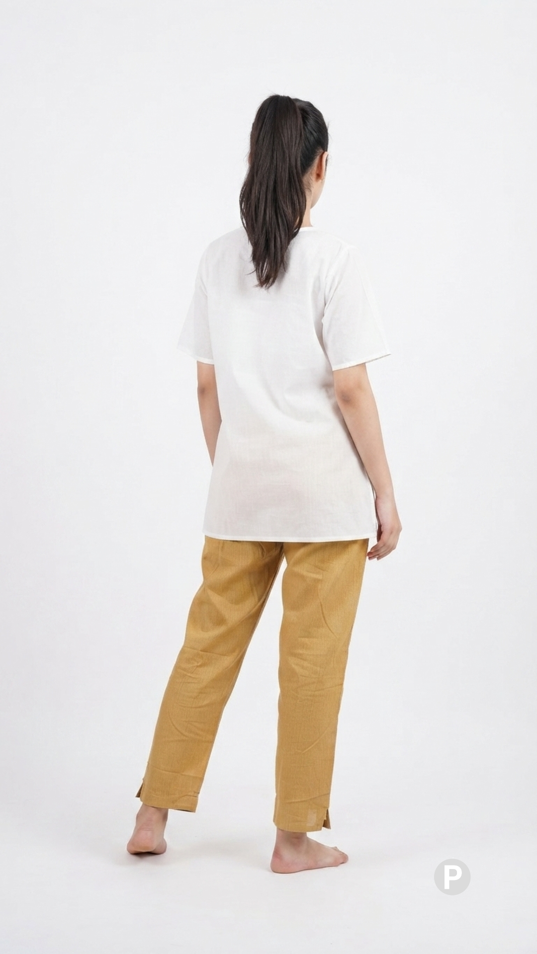 Mustard Cotton Straight Trouser | P48573