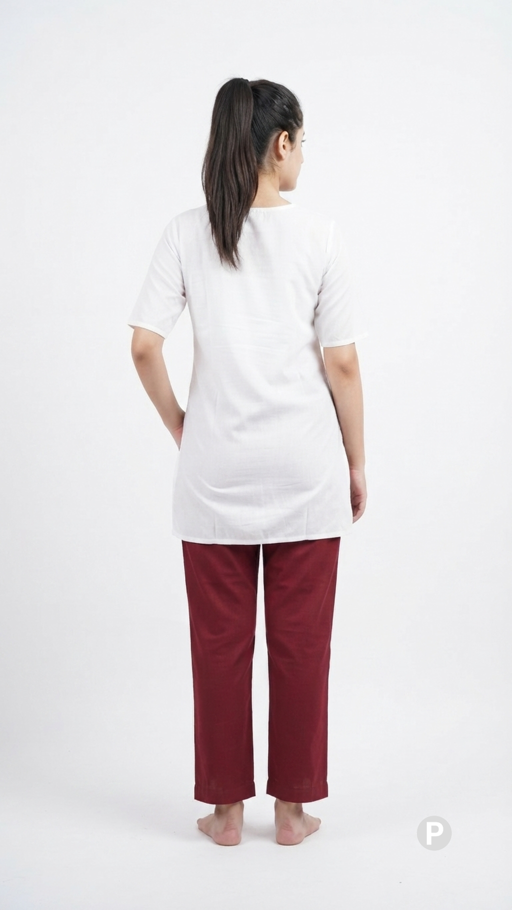 Maroon Cotton Straight Trouser | P48574