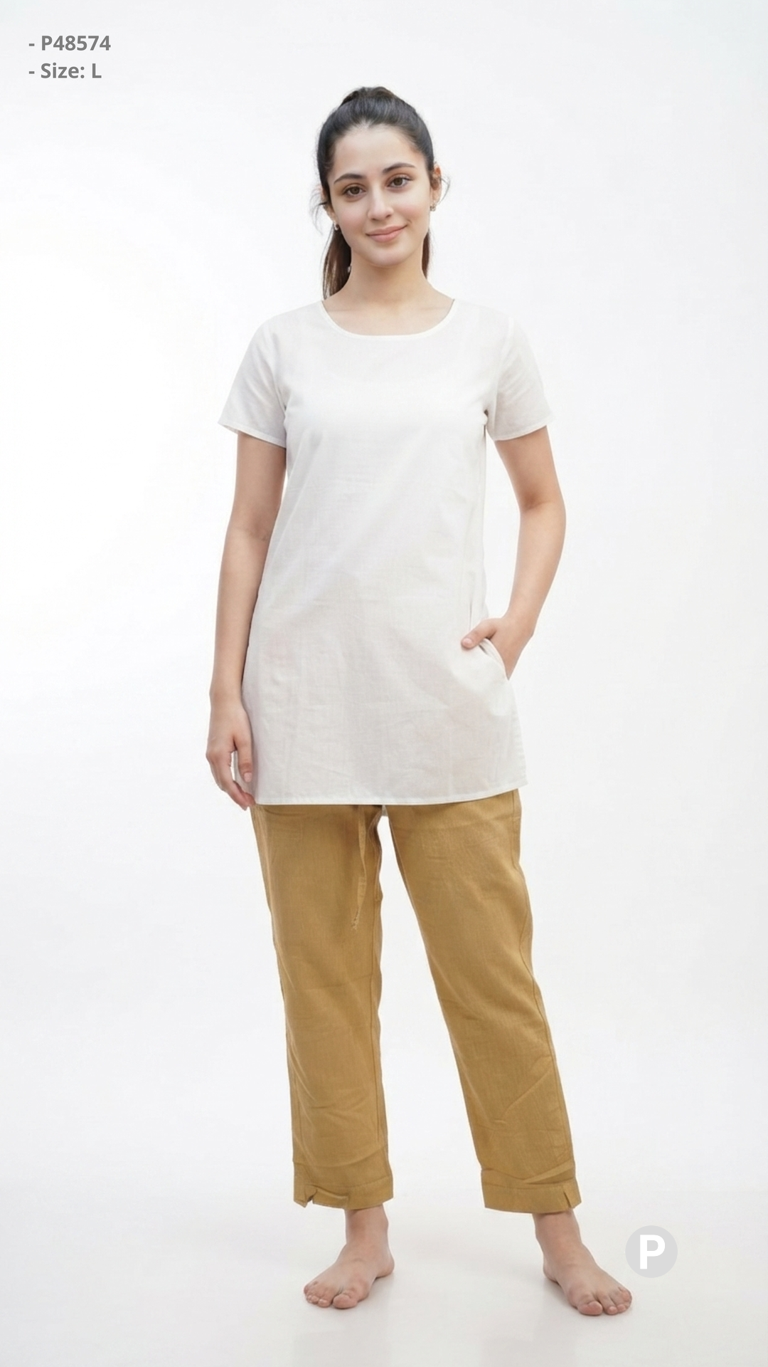 Mustard Cotton Straight Trouser | P48574