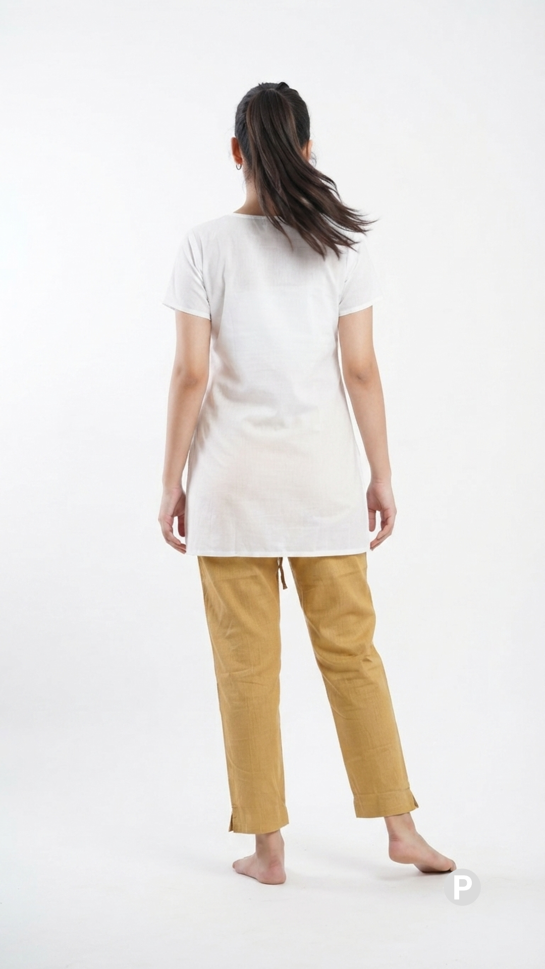 Mustard Cotton Straight Trouser | P48574