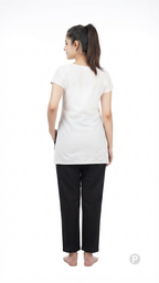 Black Cotton Straight Trouser | P48576