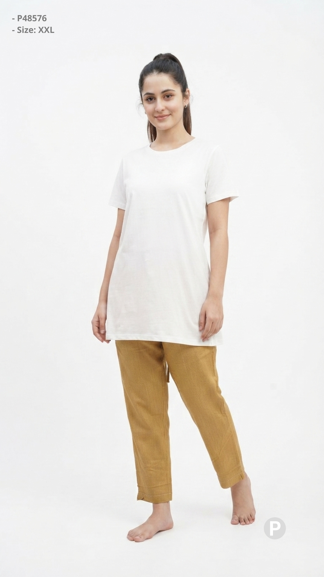 Mustard Cotton Straight Trouser | P48576