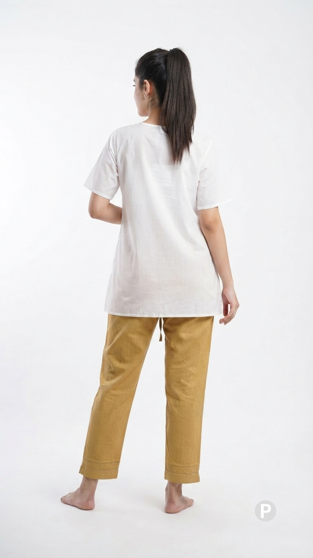 Mustard Cotton Straight Trouser | P48576