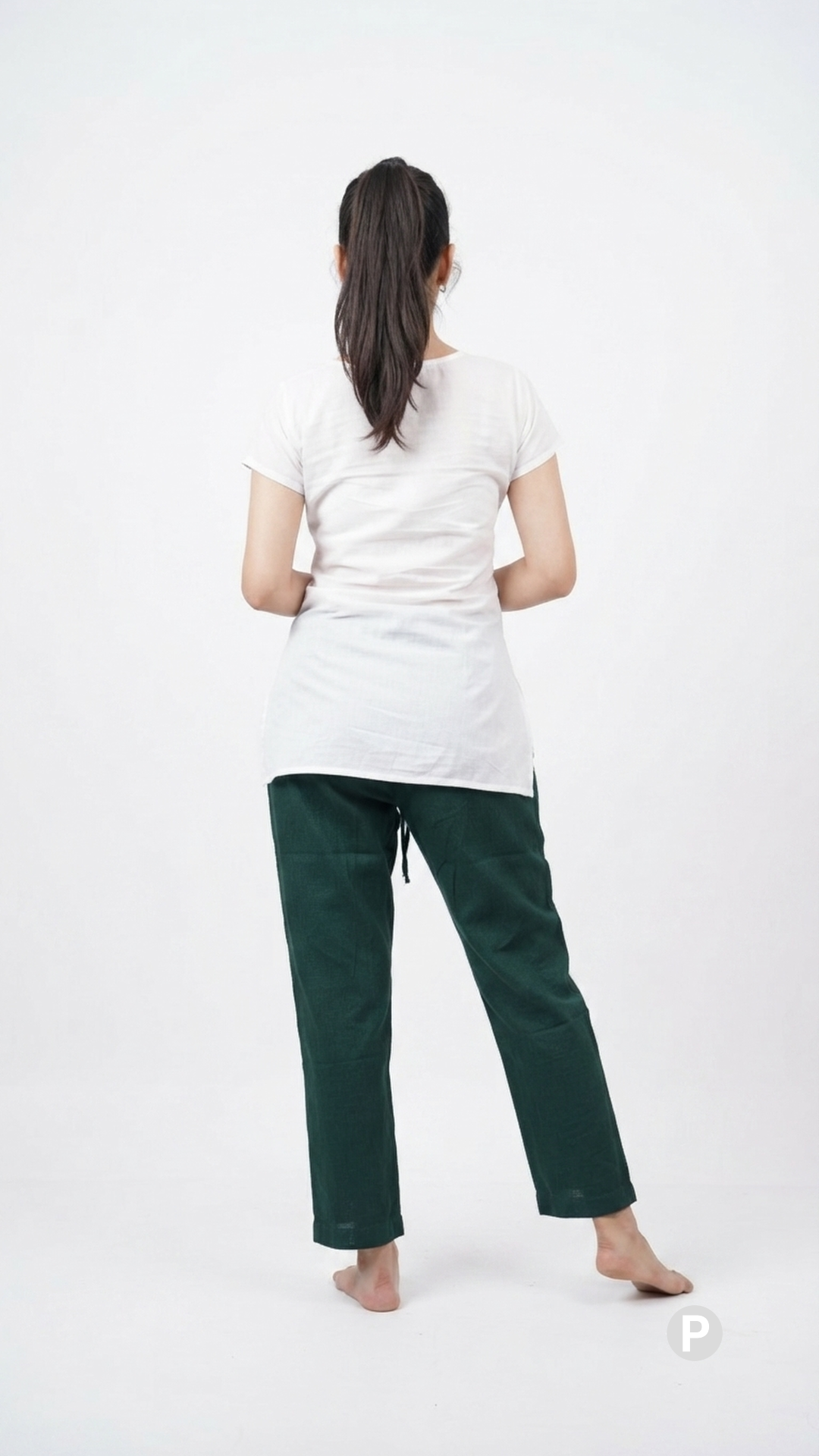 Dark Green Cotton Straight Trouser | P48576
