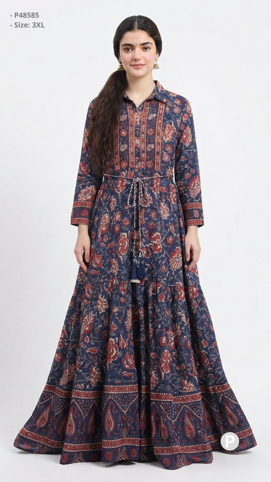Blue Printed Single Long Frock | P48585