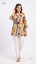 Beige Cotton Printed Short Kurti | P49779