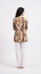 Beige Cotton Printed Short Kurti | P49779