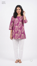 Purple Cotton Printed Short Kurti | P49791