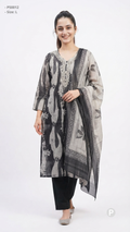 Black Cotton Printed Kurti Set | P50012