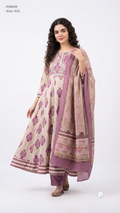 Light Purple Beige Cotton Printed Kurti Set | P50039