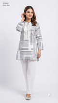 White Cotton Striped Short Kurti | P50068