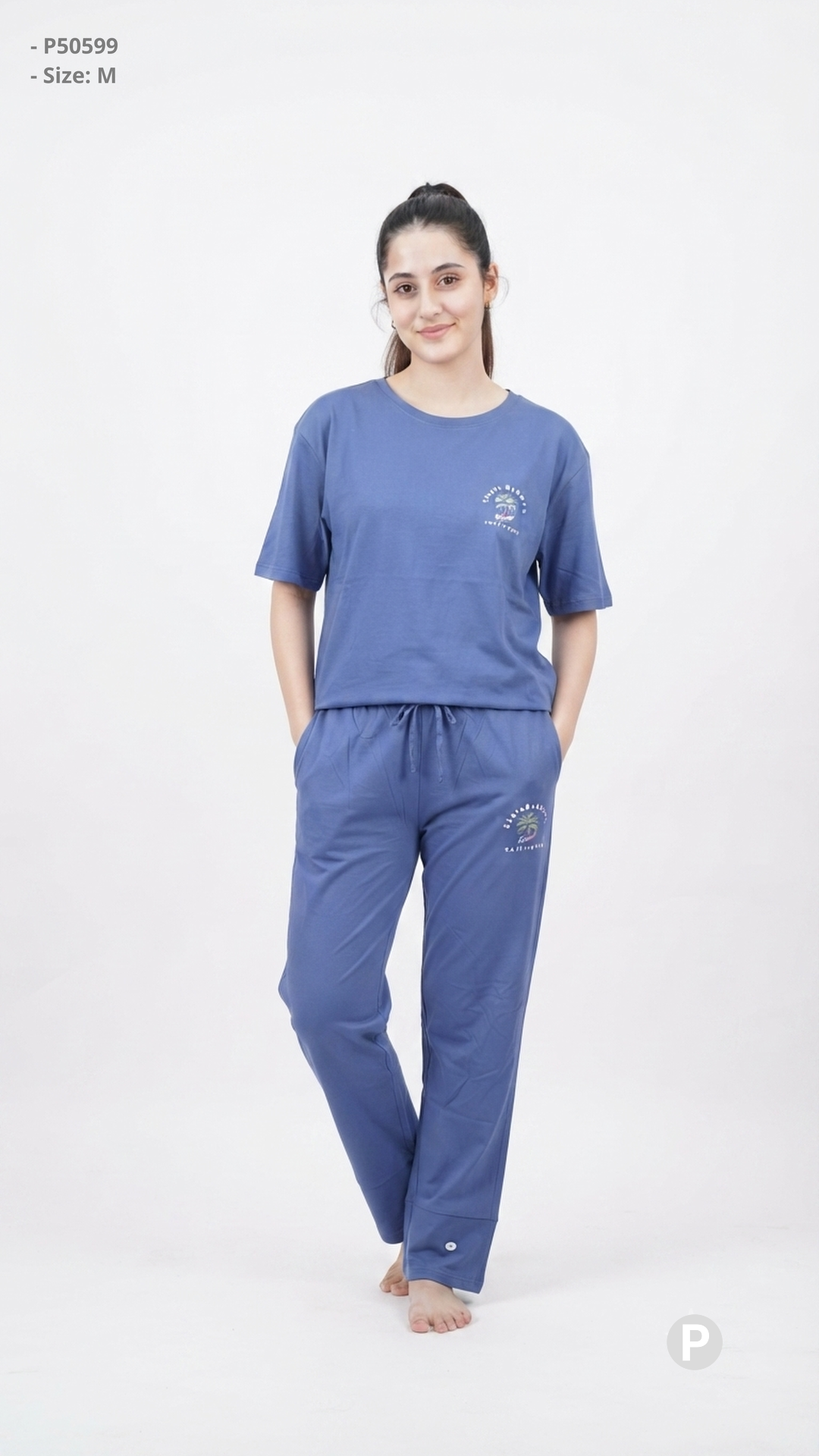 Blue Plain Night Suit | P50599