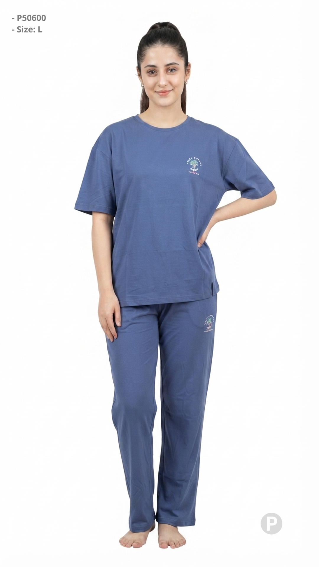 Blue Plain Night Suit | P50600