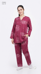 Maroon Printed Night Suit | P50604
