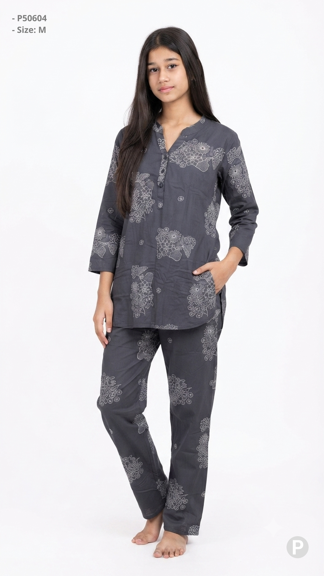 Grey Printed Night Suit | P50604