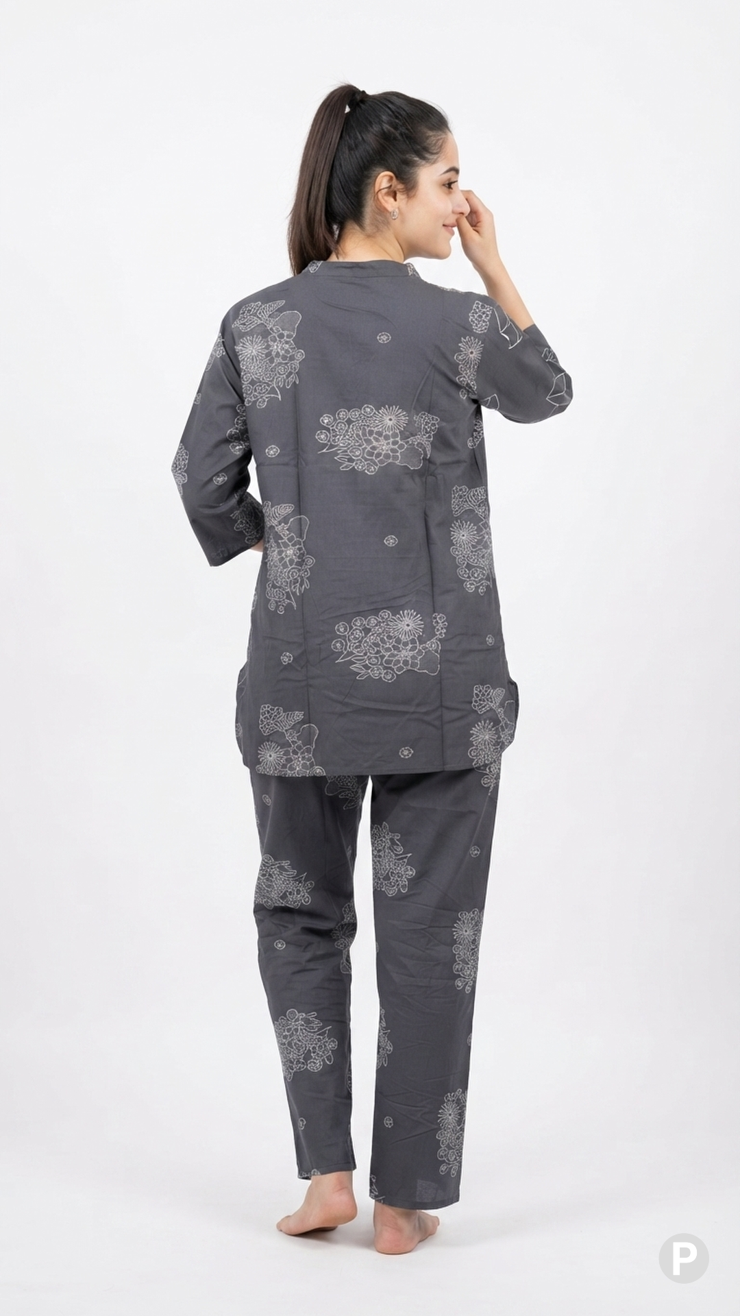 Grey Printed Night Suit | P50605