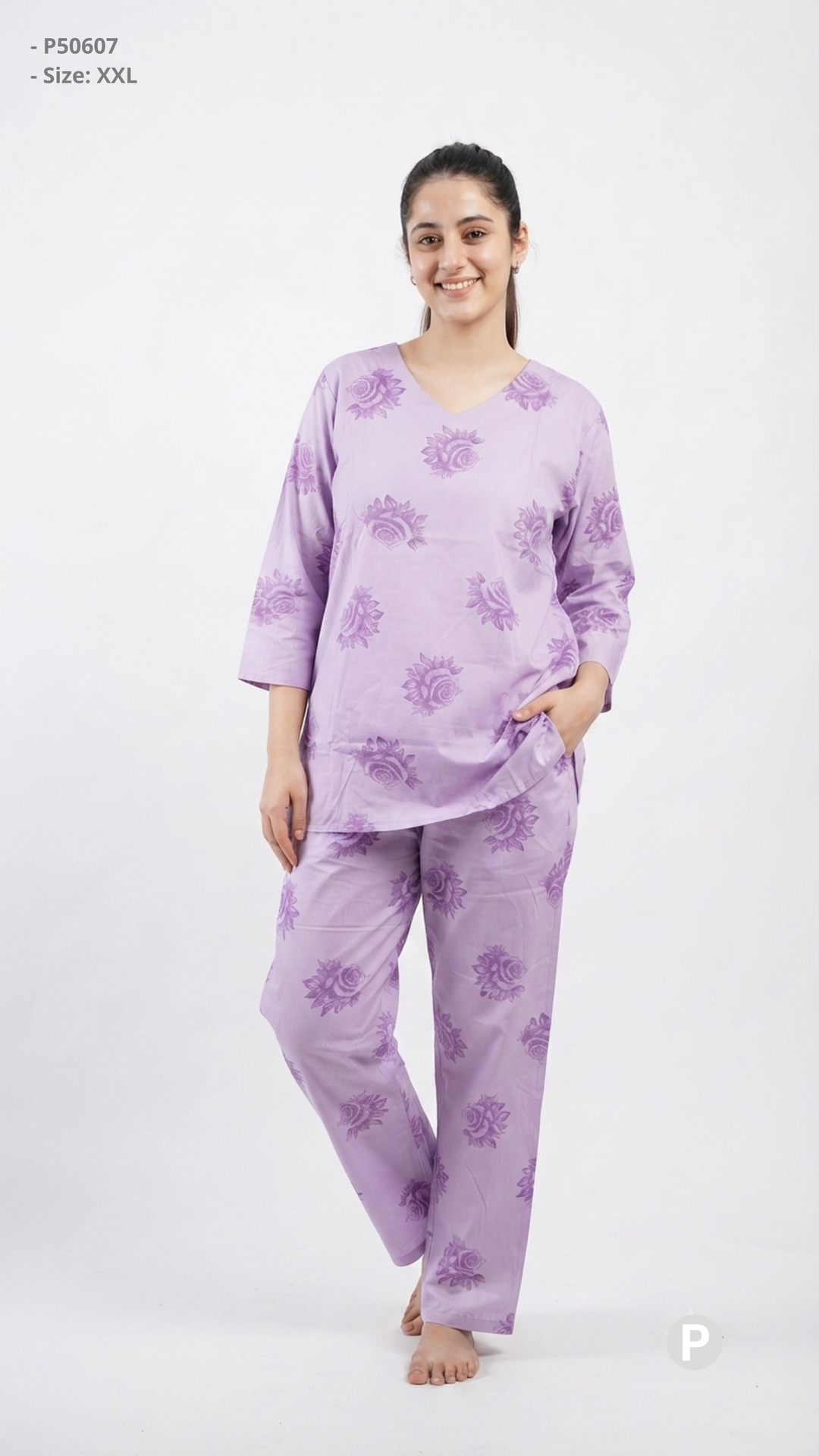 Lavender Printed Night Suit | P50607