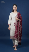 Off White & Maroon Cotton Kurti Set | P50675