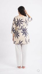 Beige Cotton Printed Short Kurti | P50699