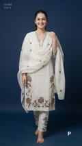 White Cotton Printed Kurti Set | P51369