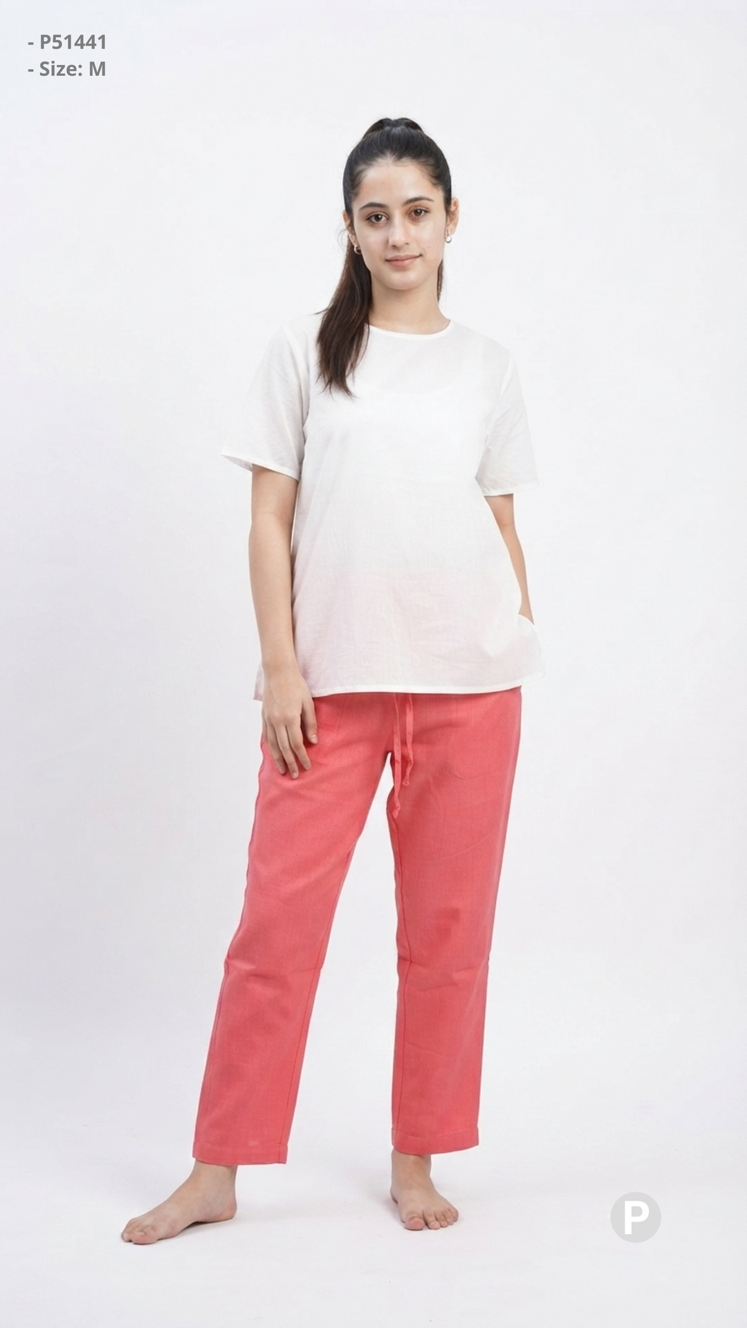 Light Red Cotton Straight Trouser | P51441