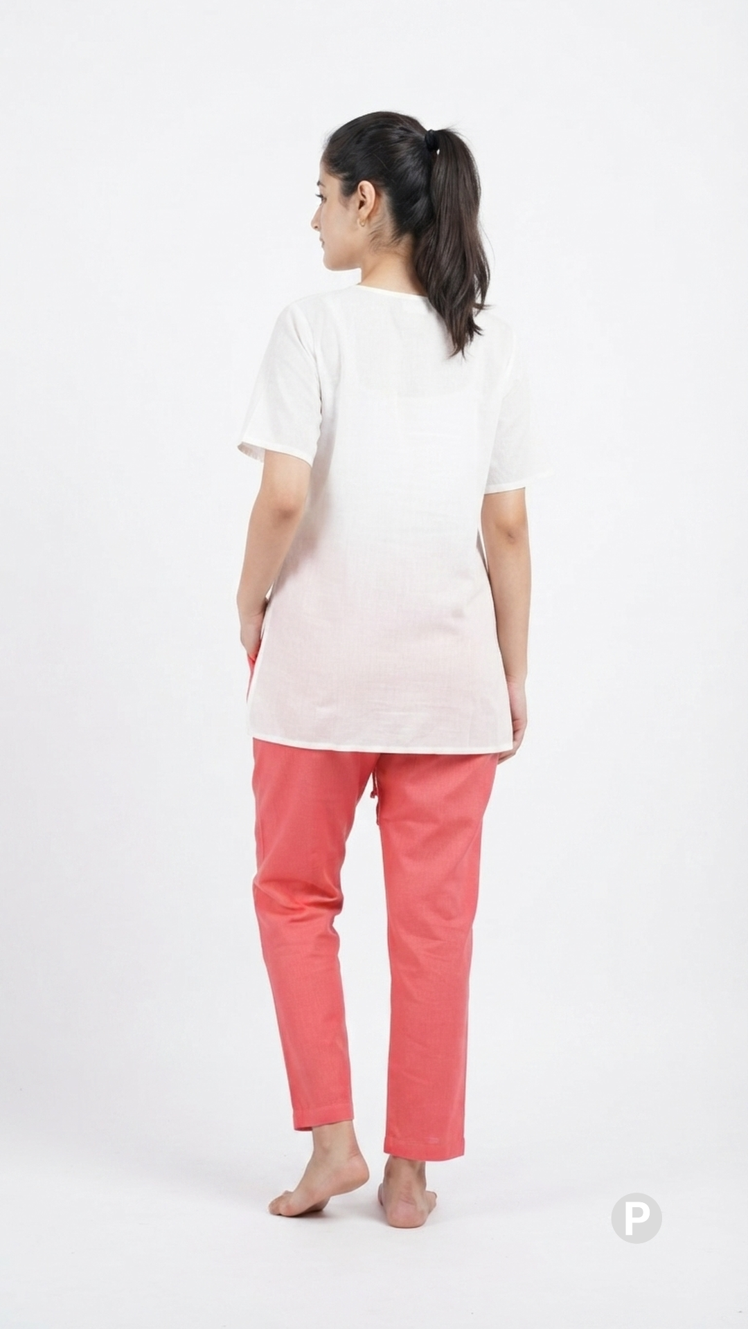 Light Red Cotton Straight Trouser | P51441