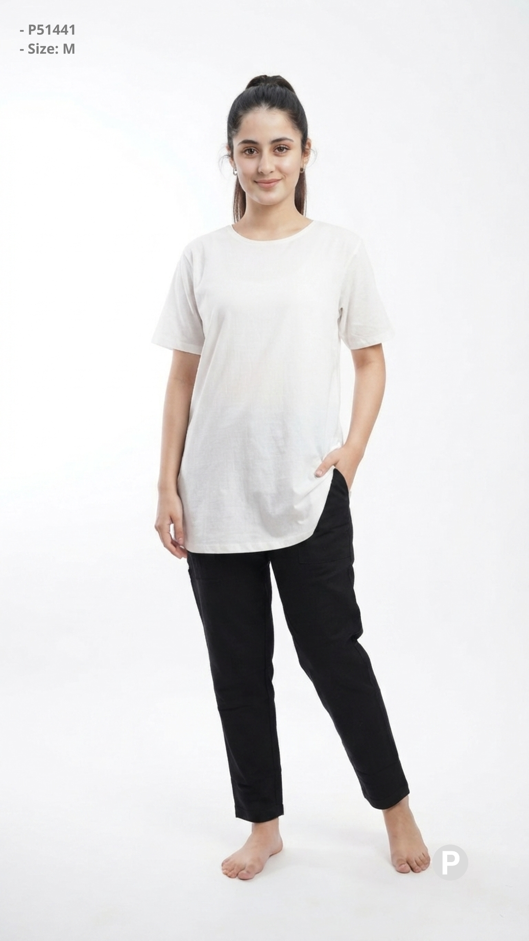 Black Cotton Straight Trouser | P51441