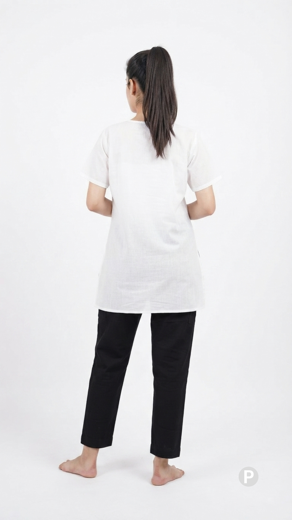 Black Cotton Straight Trouser | P51441