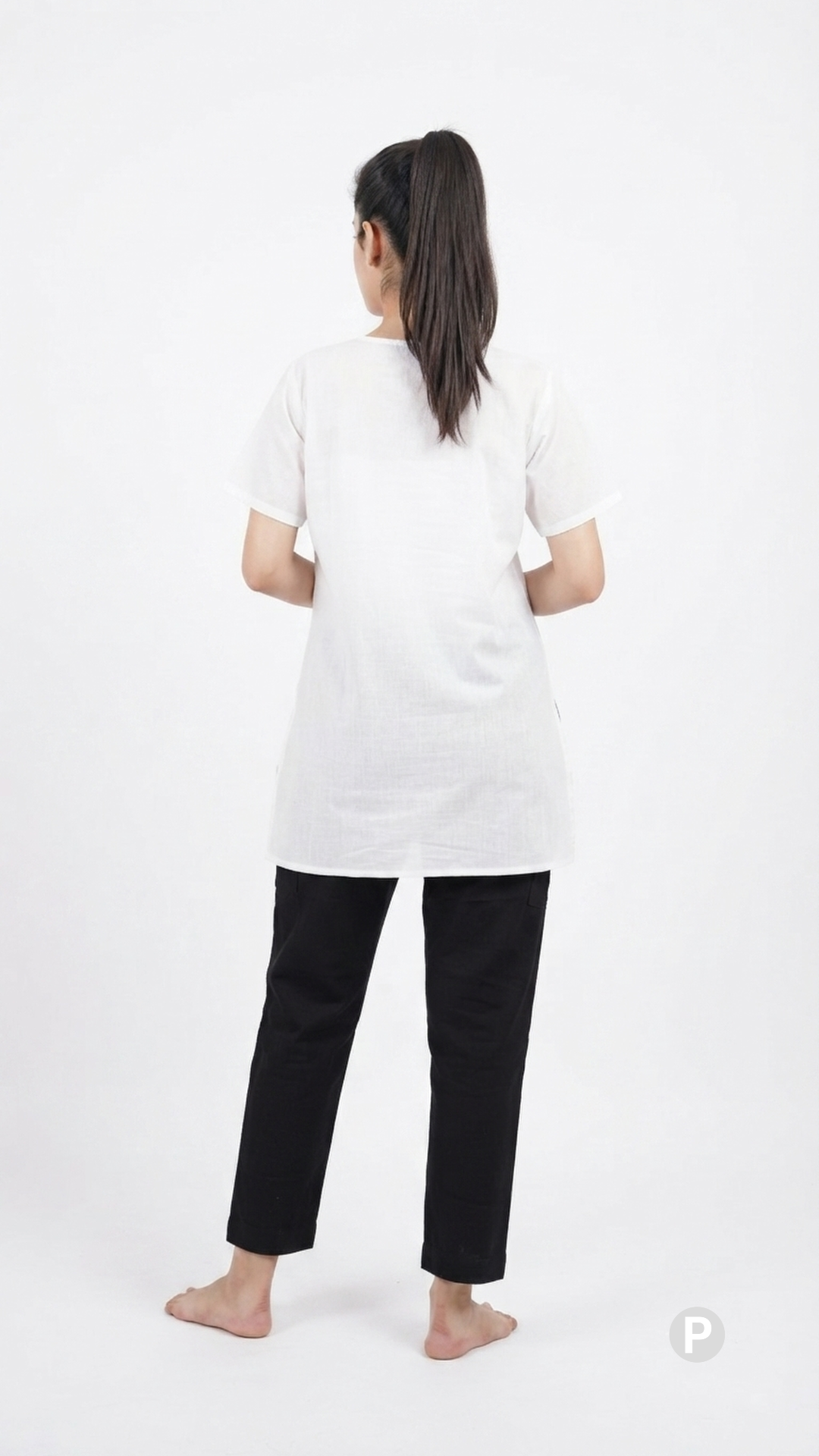 Black Cotton Straight Trouser | P51441