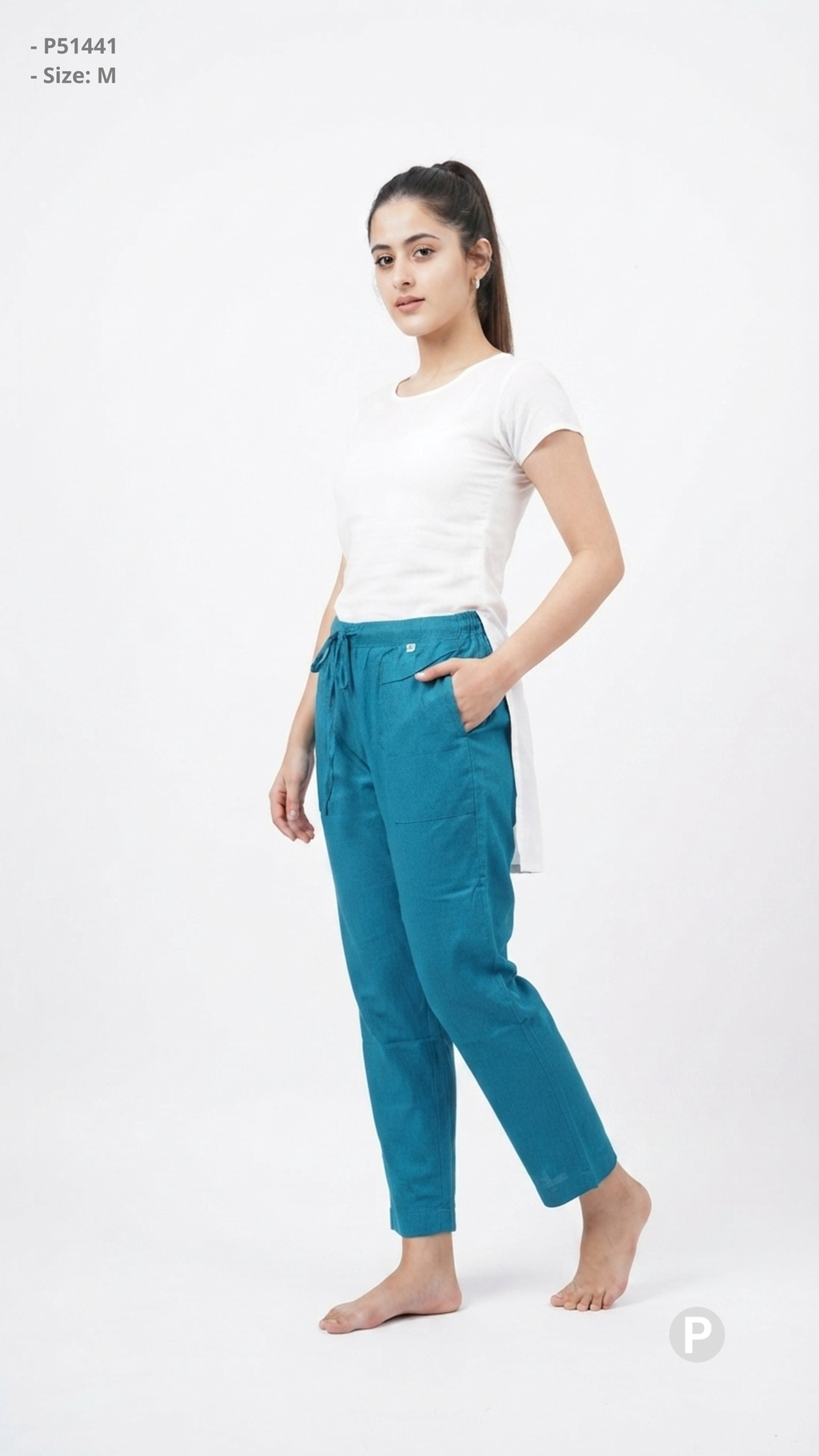 Blue Cotton Straight Trouser | P51441