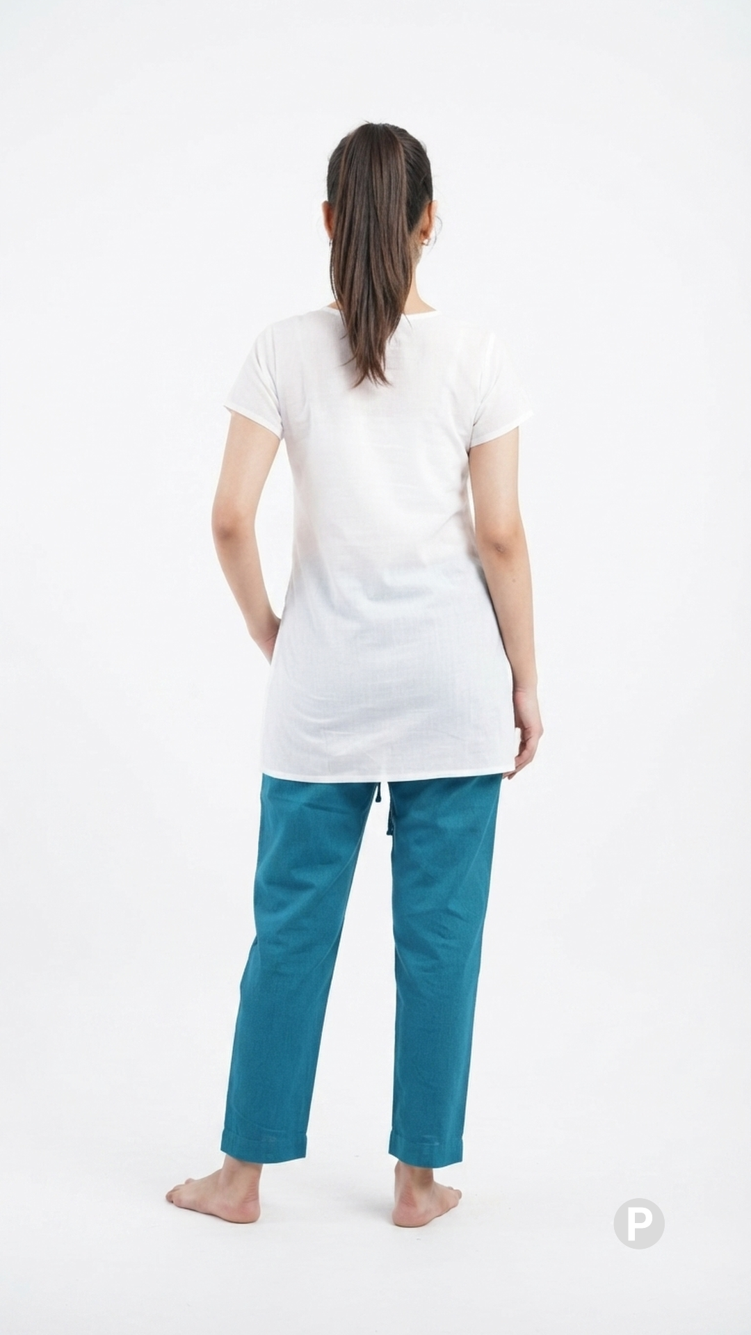 Blue Cotton Straight Trouser | P51441