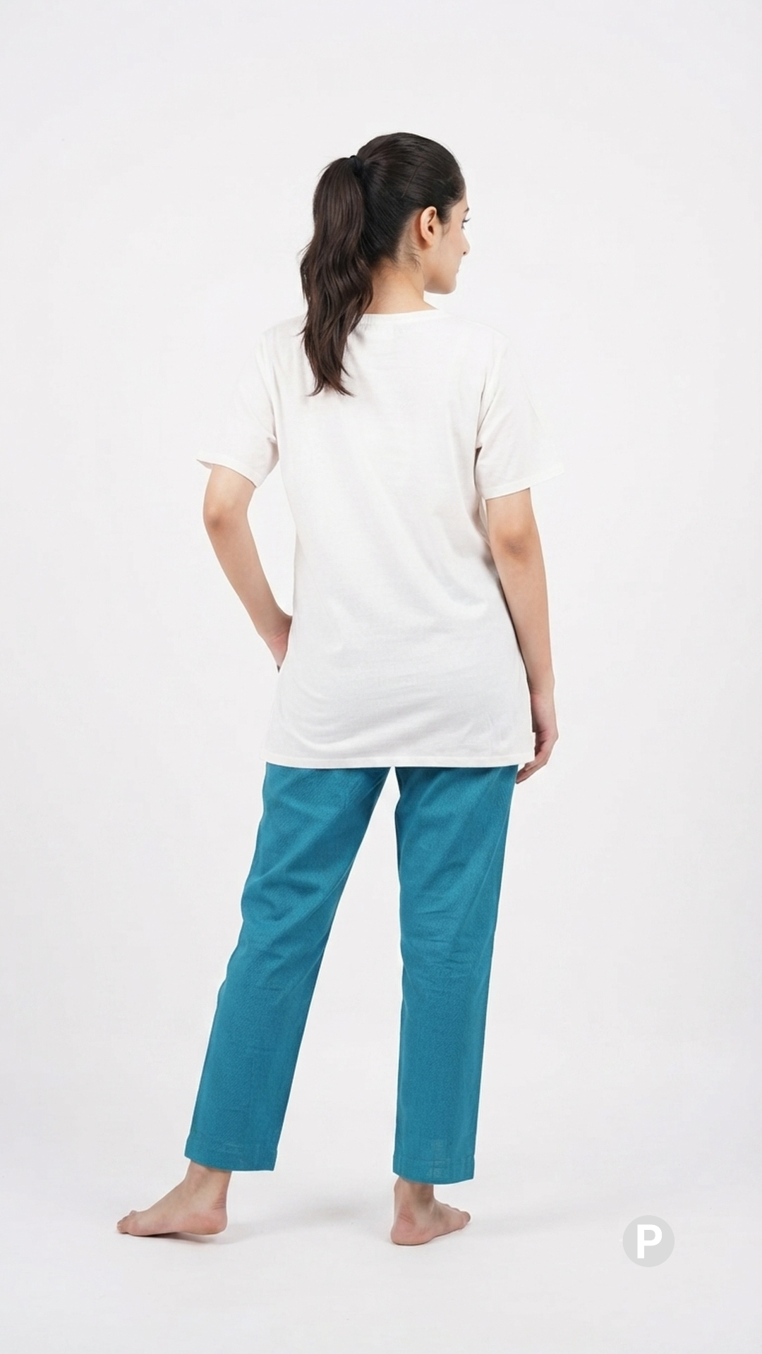Blue Cotton Straight Trouser | P51443