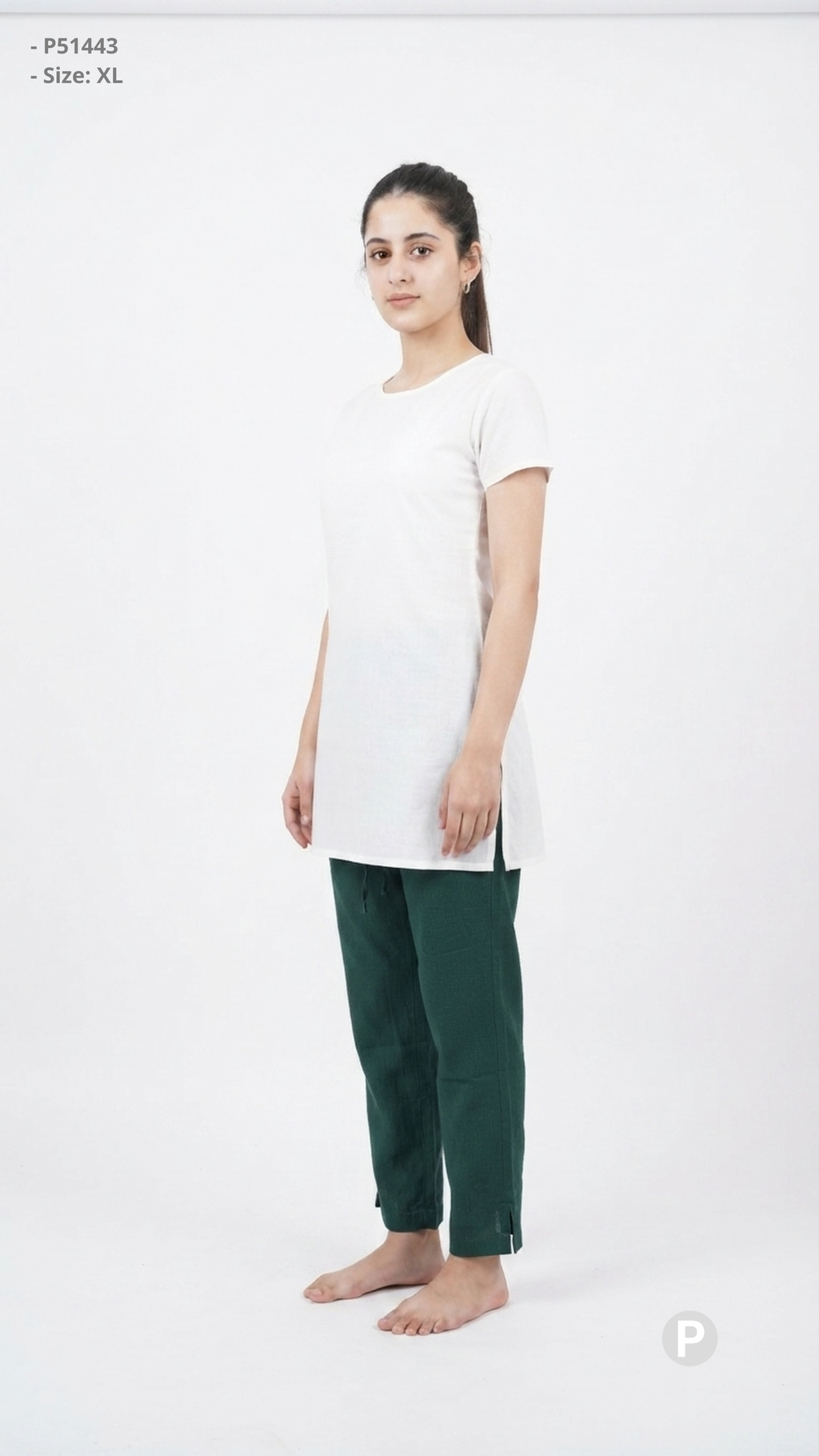 Dark Green Cotton Straight Trouser | P51443