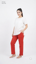 Red Cotton Straight Trouser | P51444