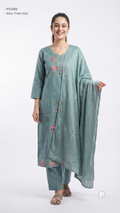 Light Green Cotton Printed Kurti Set | P52488
