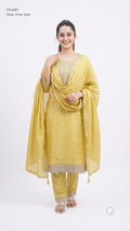 Yellow Cotton Straight Printed Kurti Set | P52491