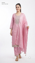 Pink Chanderi Embroidered Kurti Set | P52491
