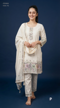 Off White Cotton Printed Short Kurti| P52604