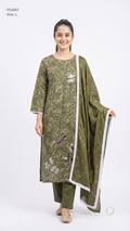 Olive Pure Cotton Printed Kurti Set | P52687