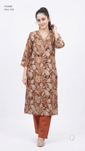 Brown Cotton Printed Kurti Set | P52689