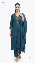 Blue Cotton Embroidered Kurti Set | P53192