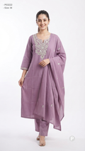 Lavender Cotton Embroidered Kurti Set | P53222