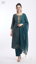 Dark Green Cotton Printed Kurti Set | P53245