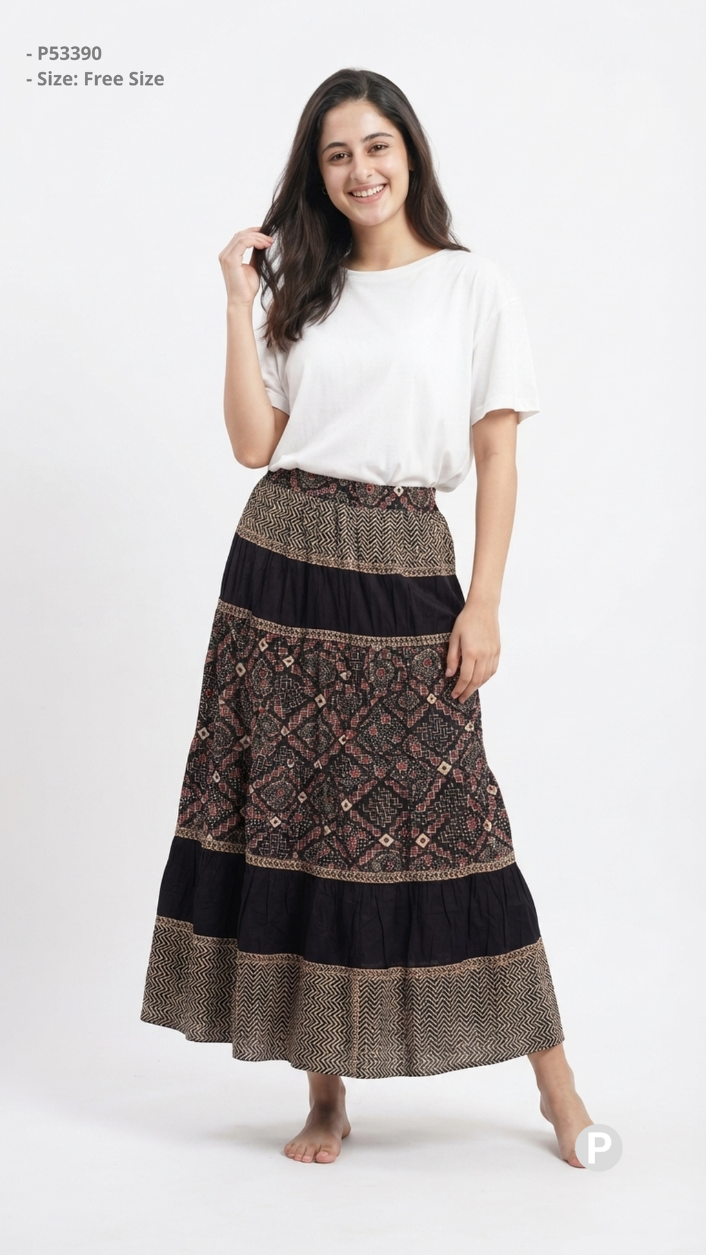 Black Printed Skirt | P53390