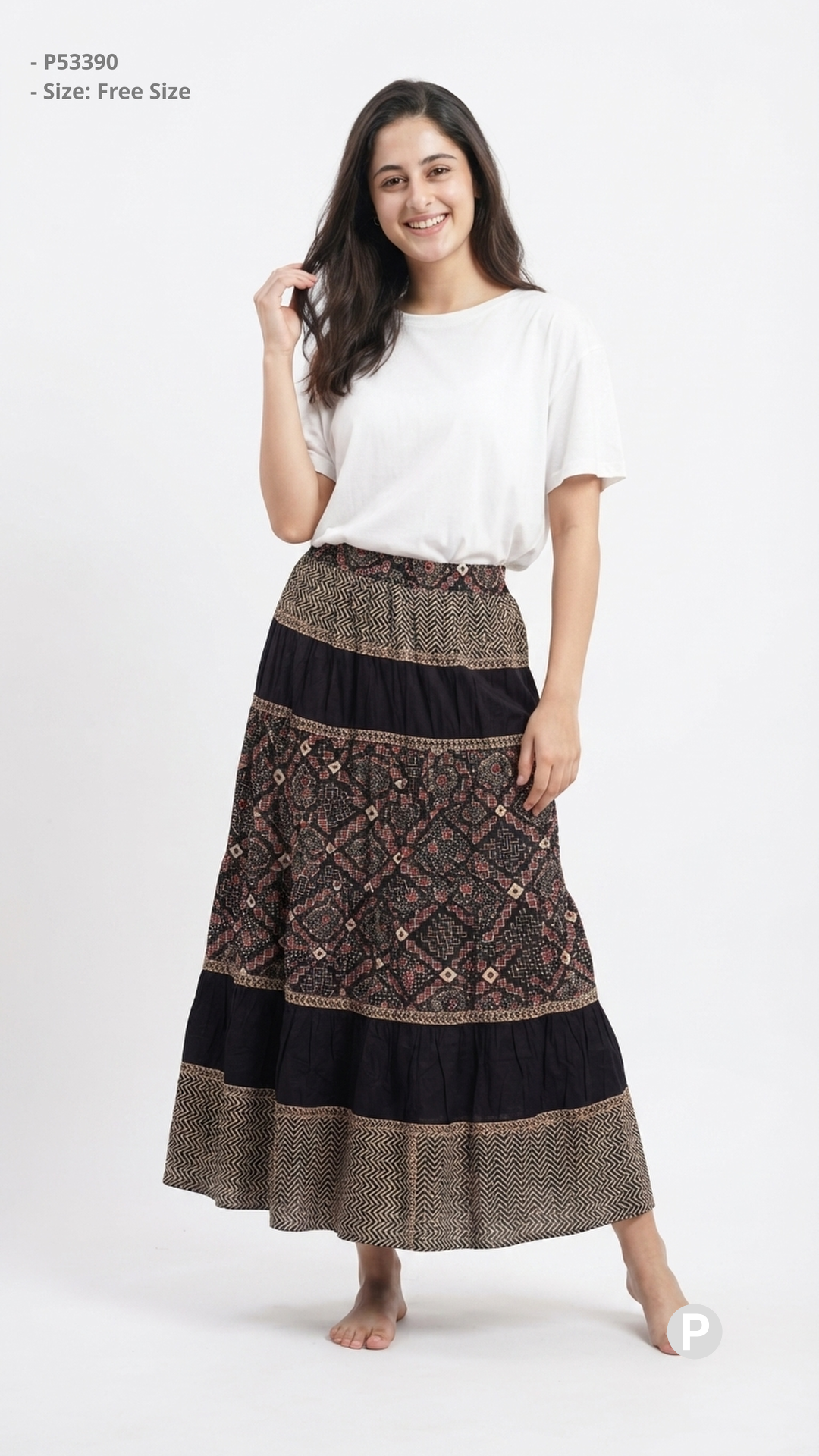 Black Printed Skirt | P53390