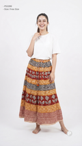 Mustard Printed Flared Skirt | P53390