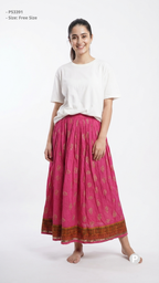 Pink Printed Flared Skirt | P53391